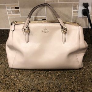 Neutral beige coach leather purse